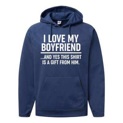 Funny Valentine's Day I Love My Boyfriend  Performance Fleece Hoodie