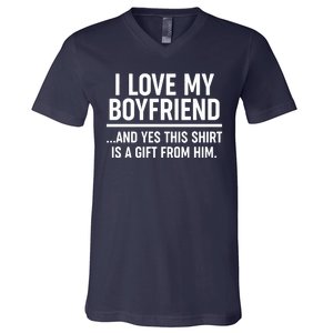 Funny Valentine's Day I Love My Boyfriend  V-Neck T-Shirt