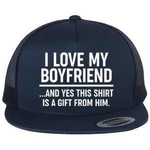 Funny Valentine's Day I Love My Boyfriend  Flat Bill Trucker Hat