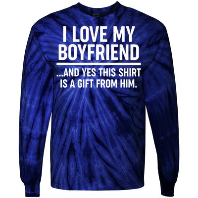 Funny Valentine's Day I Love My Boyfriend  Tie-Dye Long Sleeve Shirt