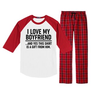 Funny Valentine's Day I Love My Boyfriend  Raglan Sleeve Pajama Set