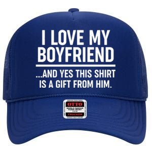 Funny Valentine's Day I Love My Boyfriend  High Crown Mesh Back Trucker Hat