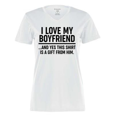 Funny Valentine's Day I Love My Boyfriend  Women's Momentum V-Neck T-Shirt