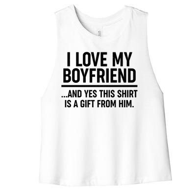 Funny Valentine's Day I Love My Boyfriend  Women's Racerback Cropped Tank