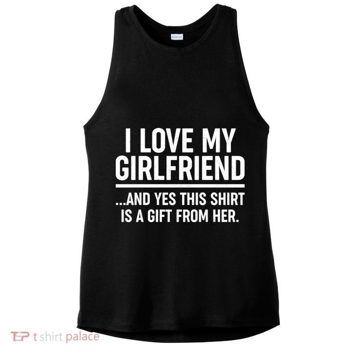 Funny Valentine's Day I Love My Girlfriend Ladies PosiCharge Tri-Blend Wicking Tank