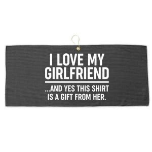 Funny Valentine's Day I Love My Girlfriend Large Microfiber Waffle Golf Towel