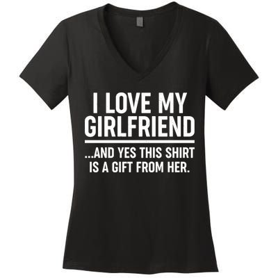 Funny Valentine's Day I Love My Girlfriend Women's V-Neck T-Shirt