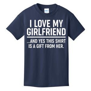 Funny Valentine's Day I Love My Girlfriend Kids T-Shirt