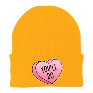 Funny Valentine's Day You'll Do Candy Heart Anti-Valentine Knit Cap Winter Beanie