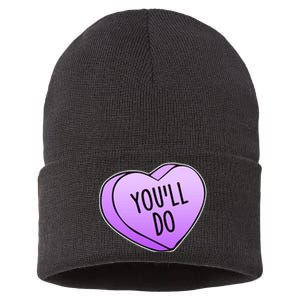 Funny Valentine's Day You'll Do Candy Heart Anti-Valentine Sustainable Knit Beanie