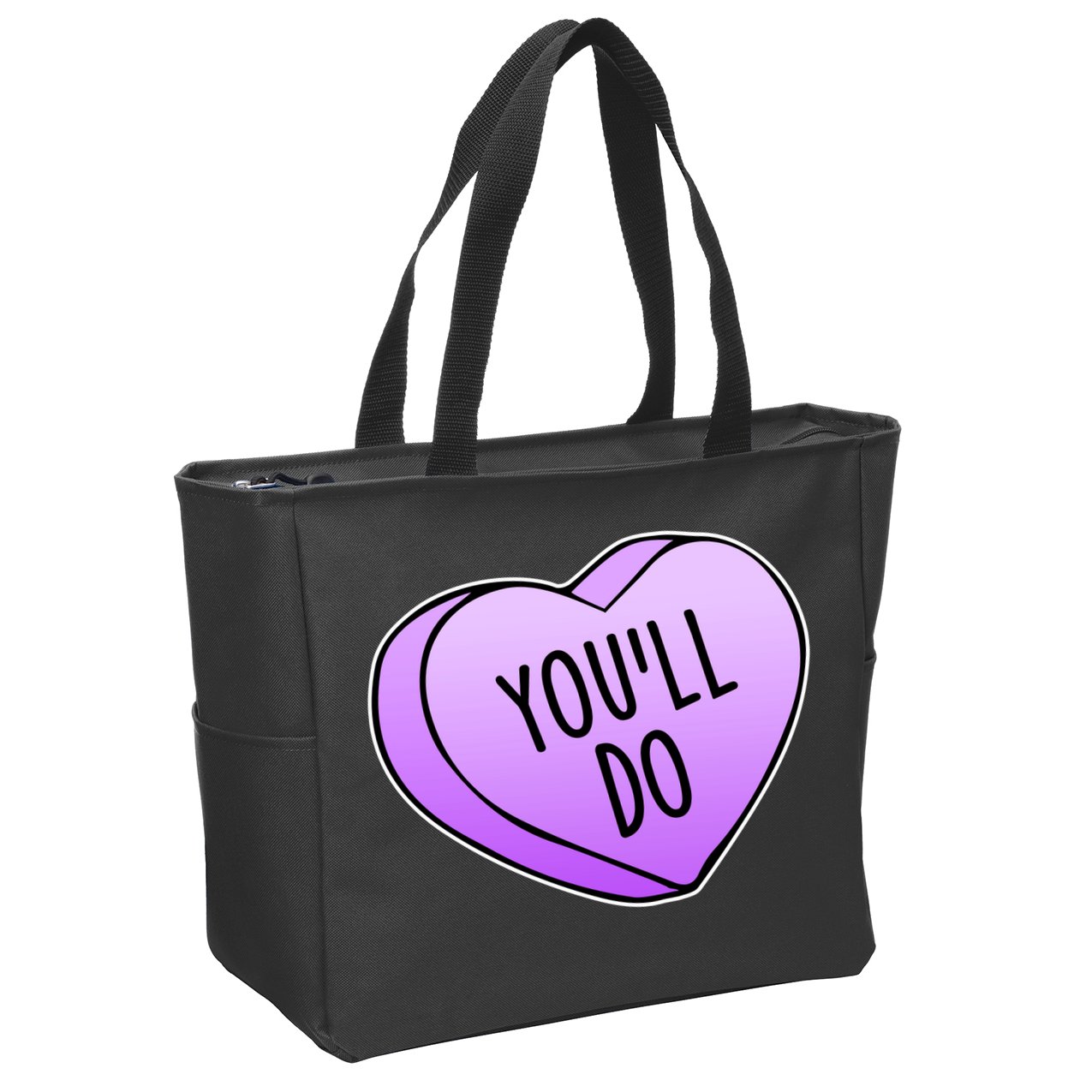 Funny Valentine's Day You'll Do Candy Heart Anti-Valentine Zip Tote Bag
