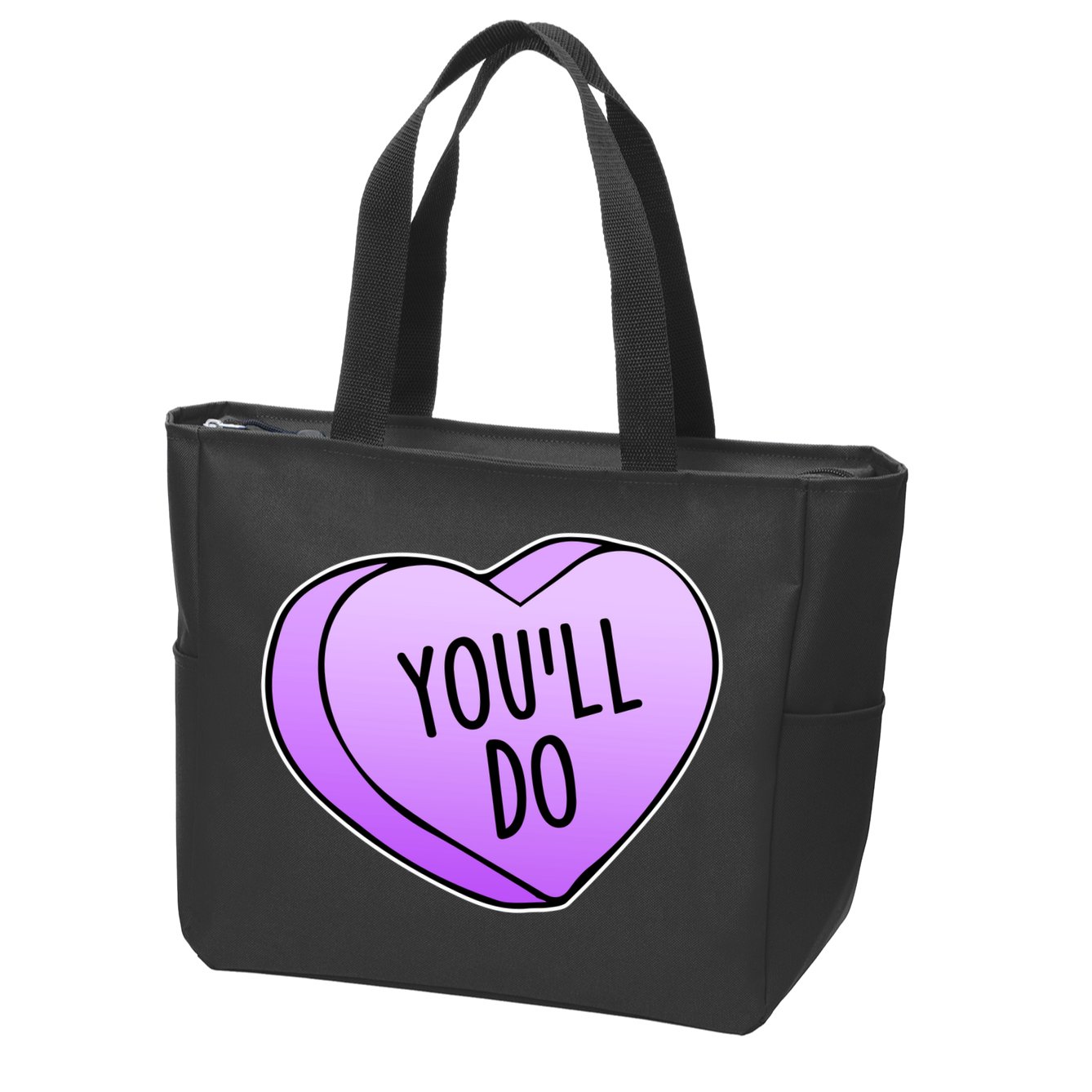 Funny Valentine's Day You'll Do Candy Heart Anti-Valentine Zip Tote Bag