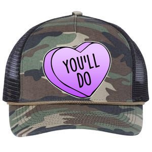 Funny Valentine's Day You'll Do Candy Heart Anti-Valentine Retro Rope Trucker Hat Cap