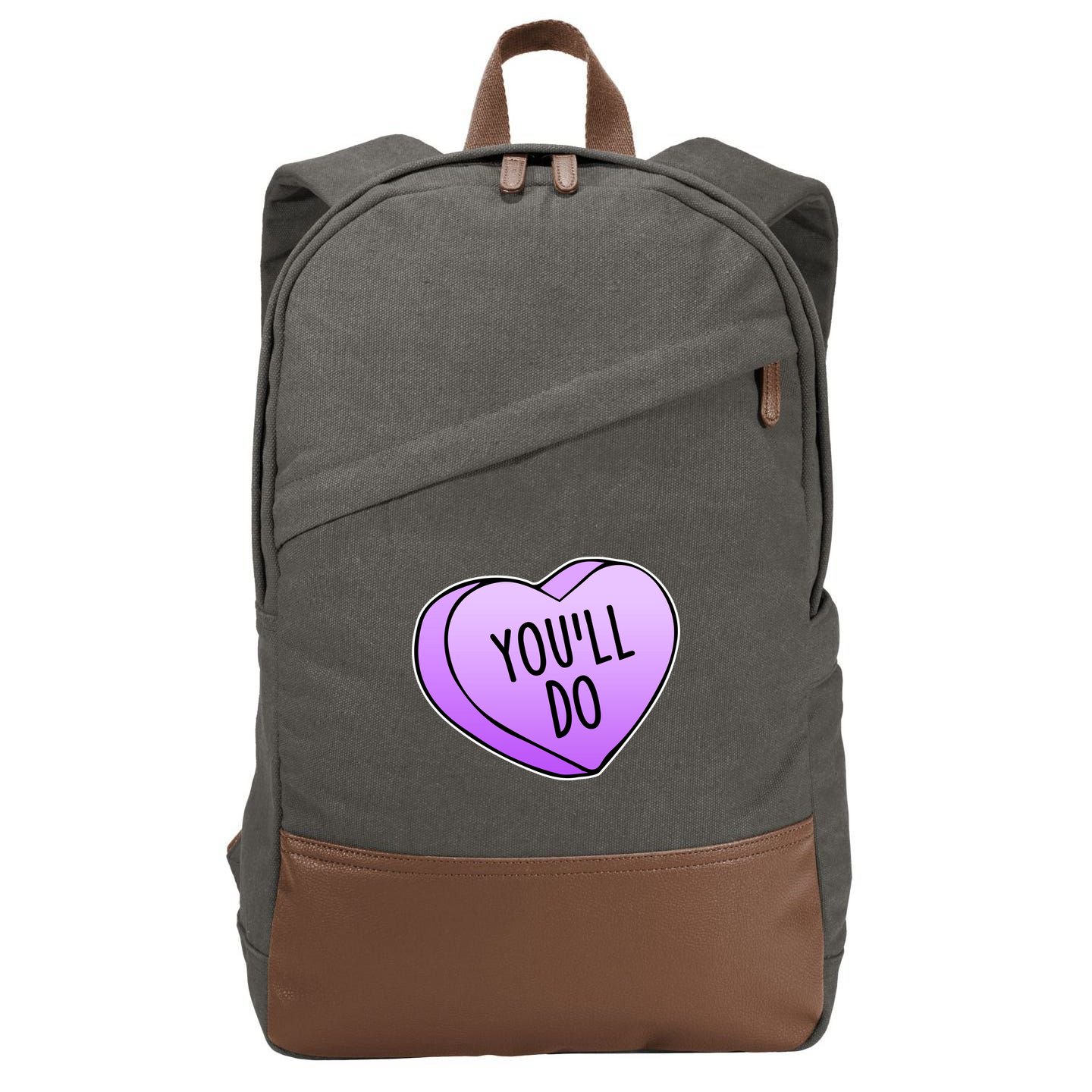 Funny Valentine's Day You'll Do Candy Heart Anti-Valentine Cotton Canvas Backpack