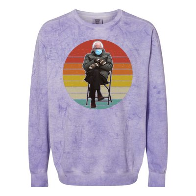 Funny Vintage Bernie Sanders Mitten Meme Colorblast Crewneck Sweatshirt