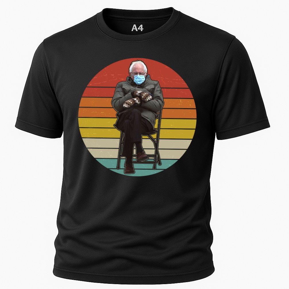 Funny Vintage Bernie Sanders Mitten Meme Cooling Performance Crew T-Shirt