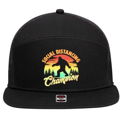 Funny Vintage Bigfoot Social Distancing Champion 7 Panel Mesh Trucker Snapback Hat