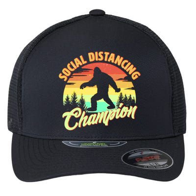 Funny Vintage Bigfoot Social Distancing Champion Flexfit Unipanel Trucker Cap