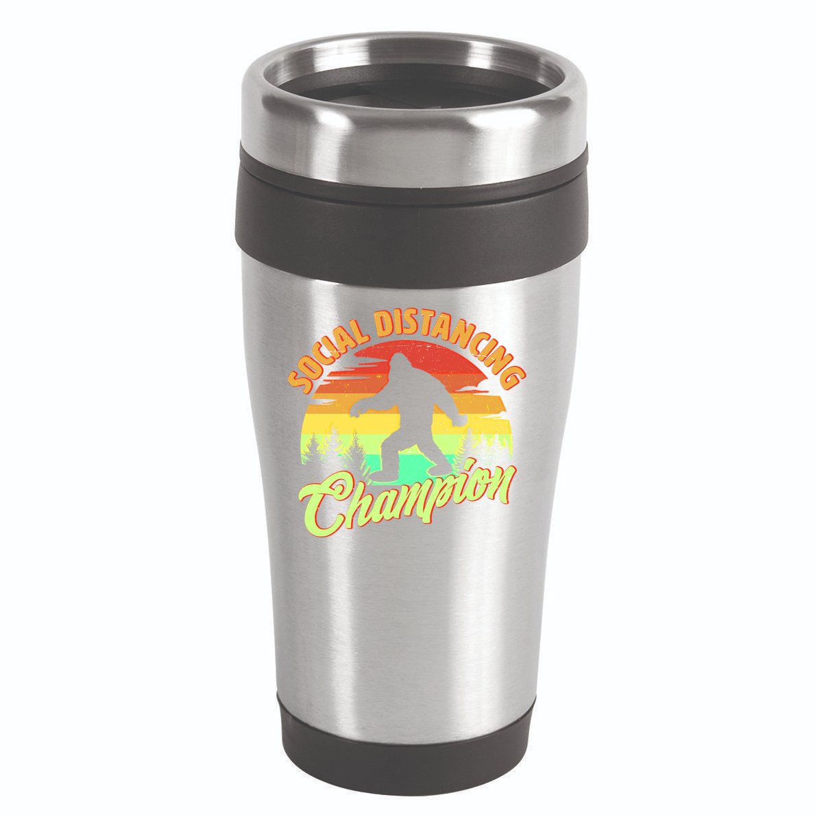 Funny Vintage Bigfoot Social Distancing Champion 16oz Travel Tumbler