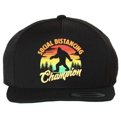 Funny Vintage Bigfoot Social Distancing Champion Wool Snapback Cap