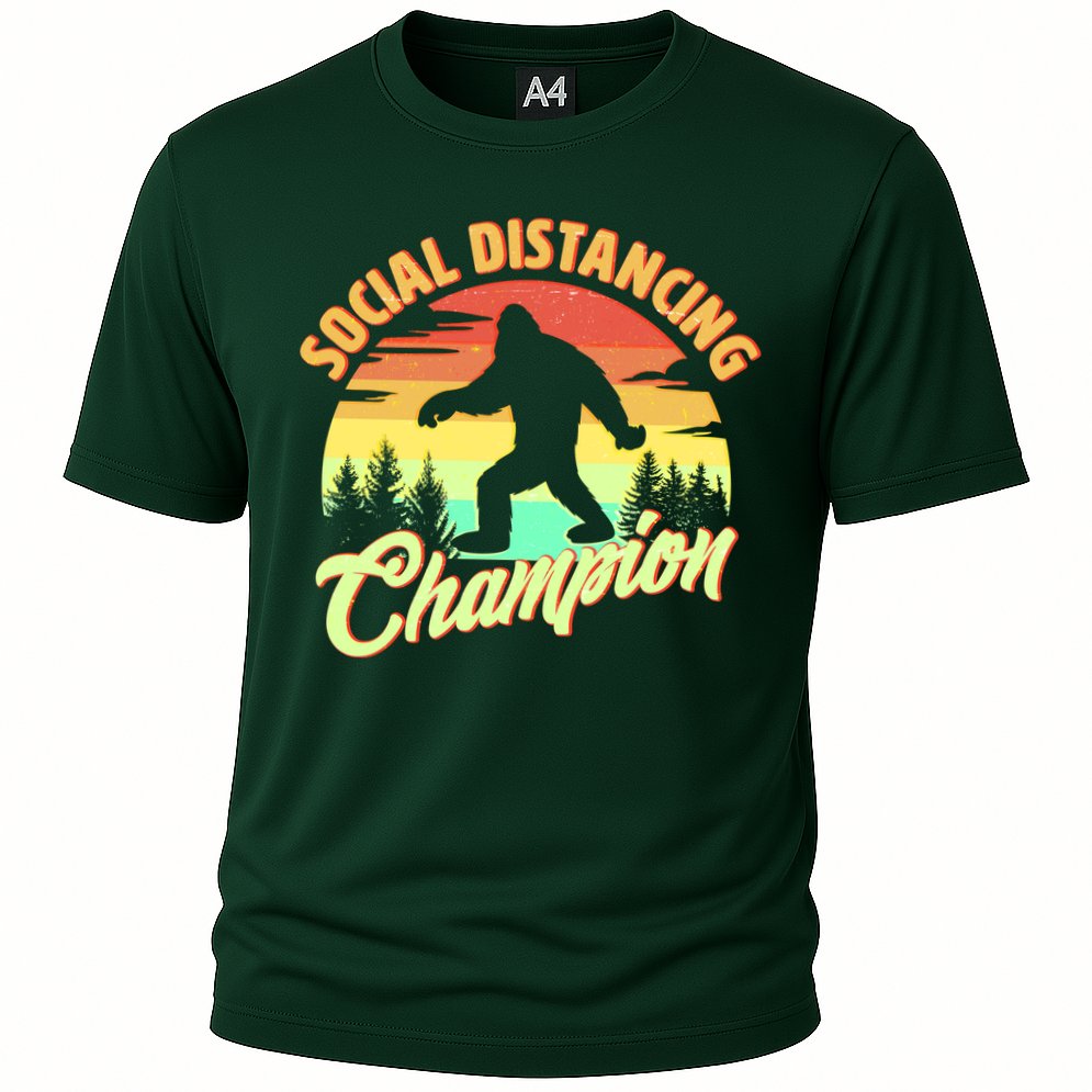 Funny Vintage Bigfoot Social Distancing Champion Cooling Performance Crew T-Shirt