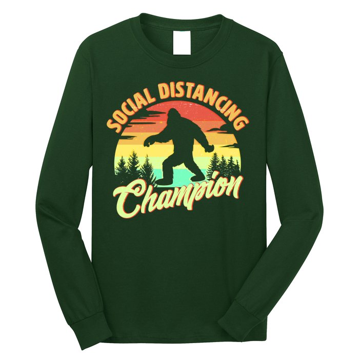 Funny Vintage Bigfoot Social Distancing Champion Long Sleeve Shirt