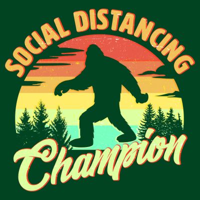 Funny Vintage Bigfoot Social Distancing Champion T-Shirt