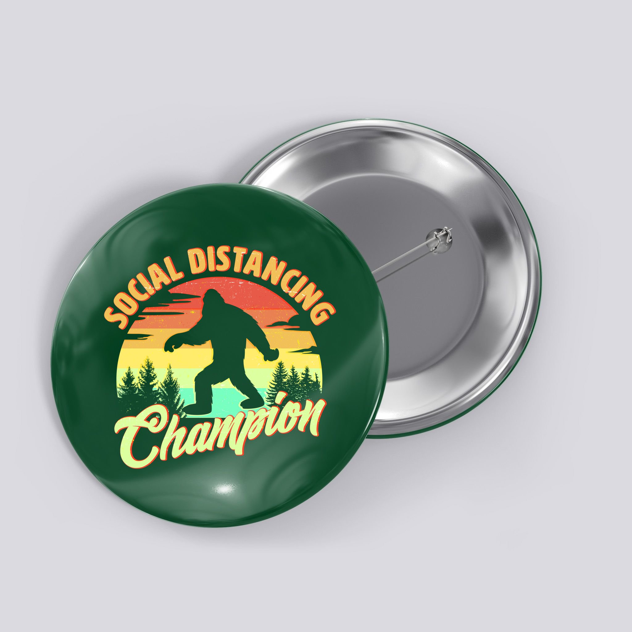 Funny Vintage Bigfoot Social Distancing Champion Button