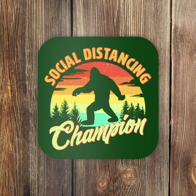 Funny Vintage Bigfoot Social Distancing Champion Coaster