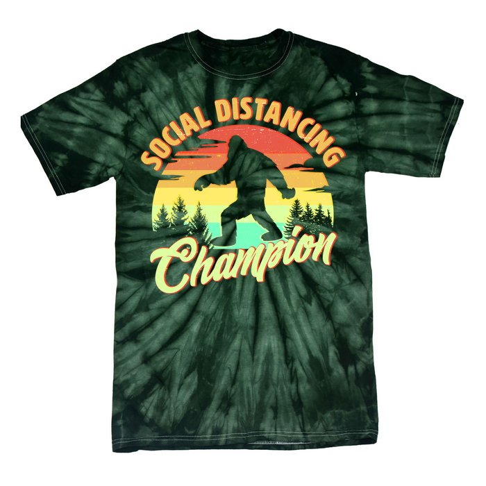 Funny Vintage Bigfoot Social Distancing Champion Tie-Dye T-Shirt