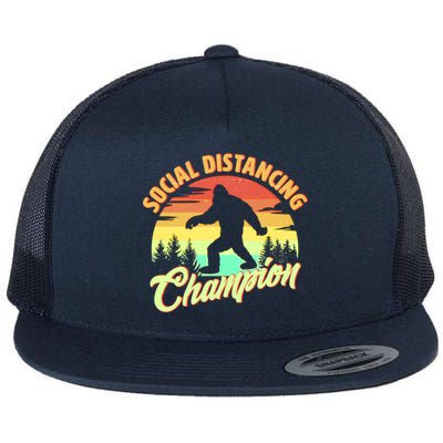 Funny Vintage Bigfoot Social Distancing Champion Flat Bill Trucker Hat