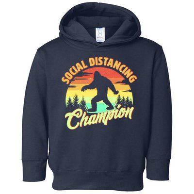 Funny Vintage Bigfoot Social Distancing Champion Toddler Hoodie