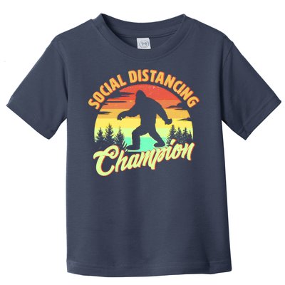 Funny Vintage Bigfoot Social Distancing Champion Toddler T-Shirt