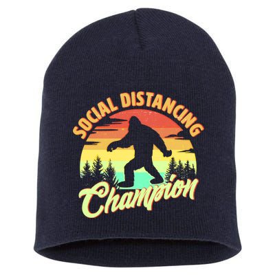 Funny Vintage Bigfoot Social Distancing Champion Short Acrylic Beanie