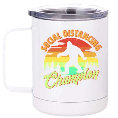 Funny Vintage Bigfoot Social Distancing Champion 12 oz Stainless Steel Tumbler Cup