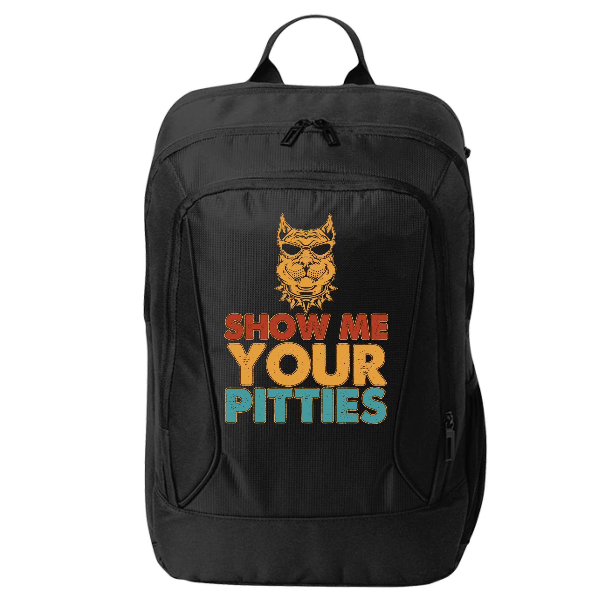 Funny Vintage Colors Show Me Your Pitties Pit Bull City Backpack