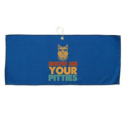 Funny Vintage Colors Show Me Your Pitties Pit Bull Large Microfiber Waffle Golf Towel