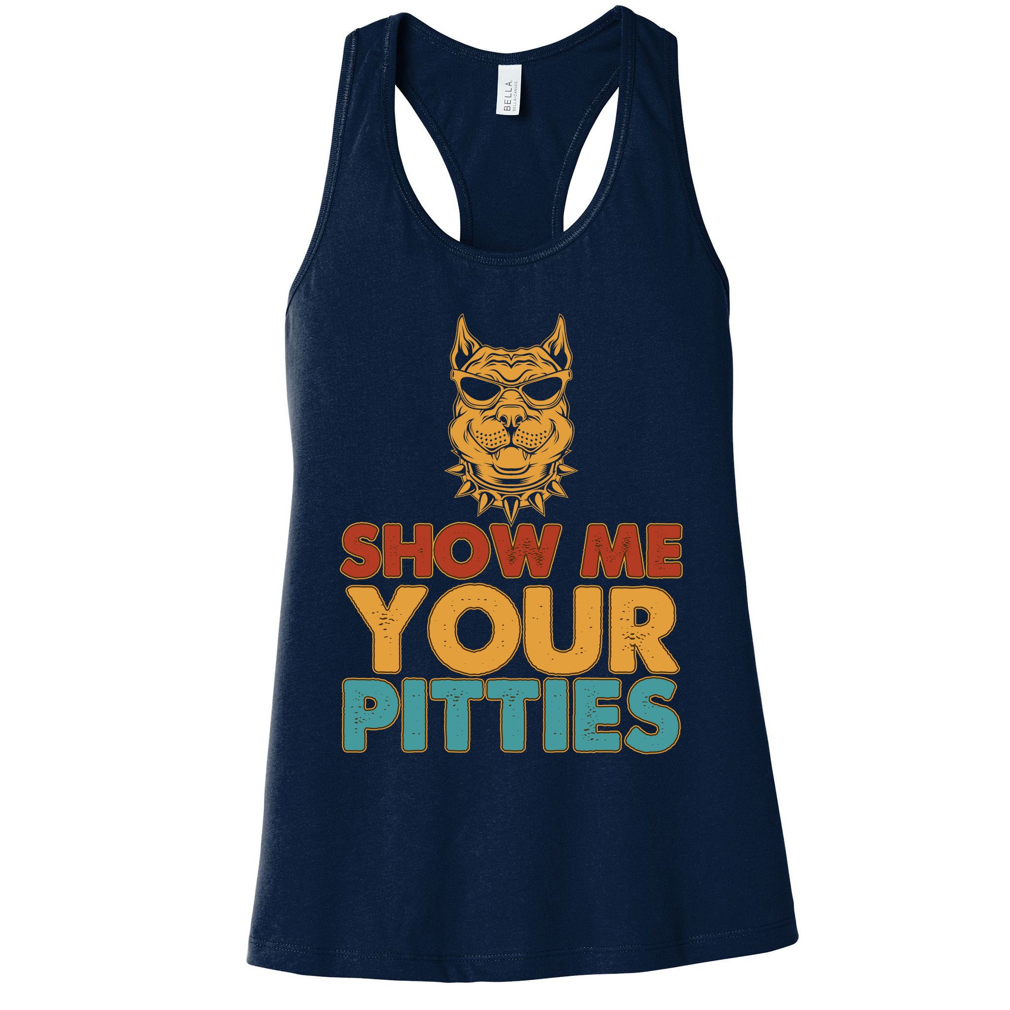 Funny Vintage Colors Show Me Your Pitties Pit Bull Womens Tank Top