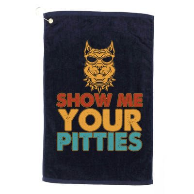 Funny Vintage Colors Show Me Your Pitties Pit Bull Golf Towel