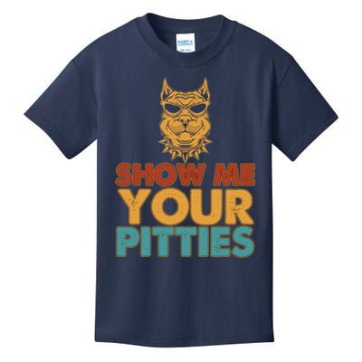 Funny Vintage Colors Show Me Your Pitties Pit Bull Kids T-Shirt