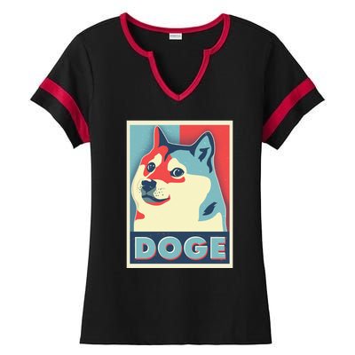 Funny Vintage Doge Meme Crypto Currency Ladies Halftime Notch Neck Tee