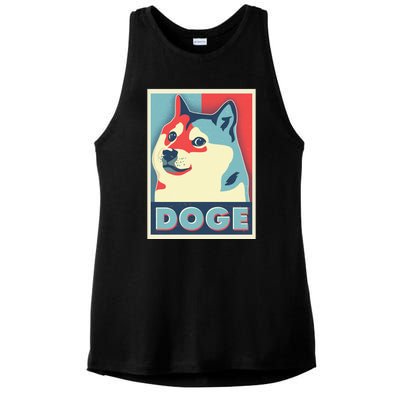 Funny Vintage Doge Meme Crypto Currency Ladies PosiCharge Tri-Blend Wicking Tank