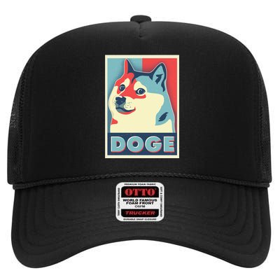 Funny Vintage Doge Meme Crypto Currency High Crown Mesh Back Trucker Hat