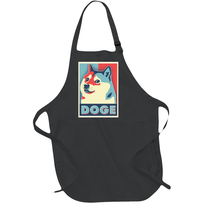 Funny Vintage Doge Meme Crypto Currency Full-Length Apron With Pockets