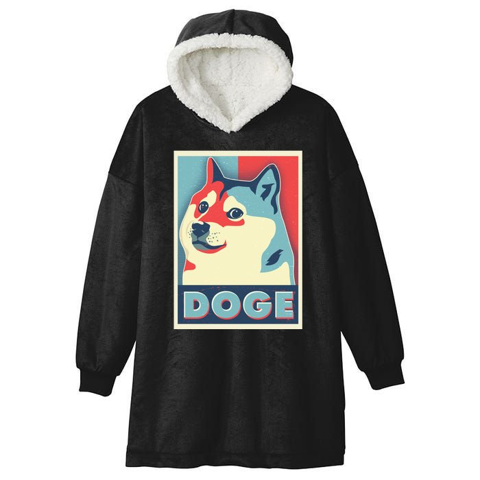 Funny Vintage Doge Meme Crypto Currency Hooded Wearable Blanket