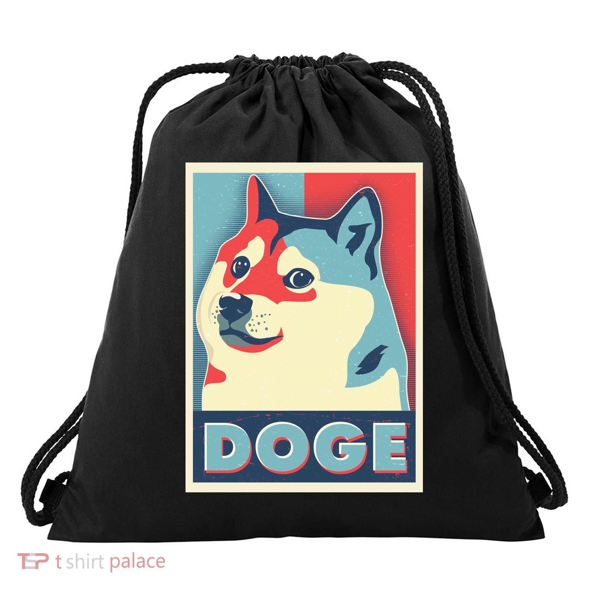 Funny Vintage Doge Meme Crypto Currency Drawstring Bag