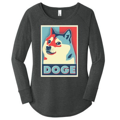 Funny Vintage Doge Meme Crypto Currency Women's Perfect Tri Tunic Long Sleeve Shirt