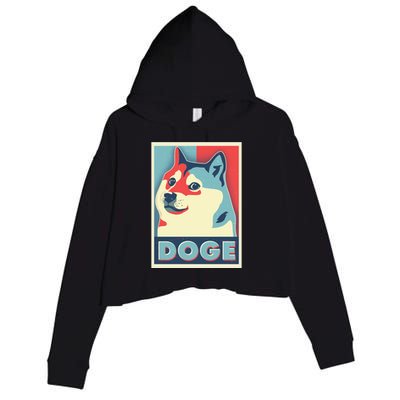 Funny Vintage Doge Meme Crypto Currency Crop Fleece Hoodie