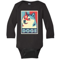 Funny Vintage Doge Meme Crypto Currency Baby Long Sleeve Bodysuit