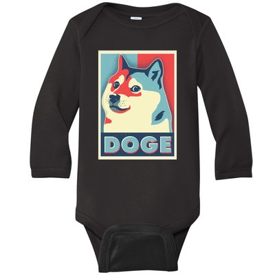 Funny Vintage Doge Meme Crypto Currency Baby Long Sleeve Bodysuit